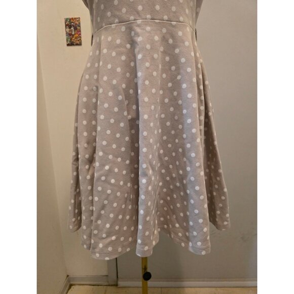 H&M Women's Beige Polka Dot Midi Dress Size M Cotton Stretch - Picture 4 of 12